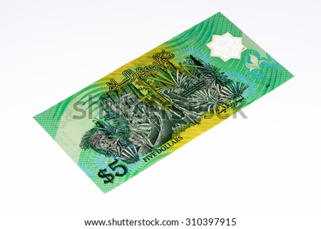 5 dollar bank note of Brunei.