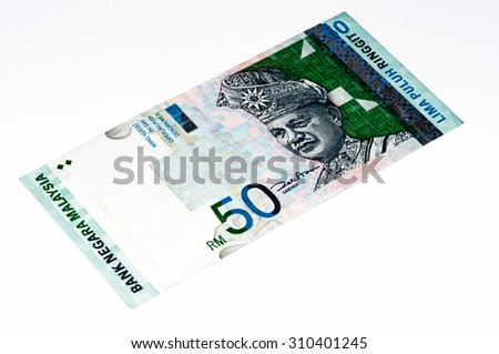 50 ringgits bank note. Ringgit is the national currency of Malaysia