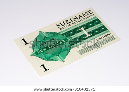 1 Surinamese dollar bank note. Surinamese dollar is the national currency of Suriname