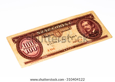 100 Hungarian forints bank note. Hungarian forint is the national currency of Hungary