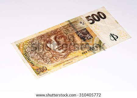 500 Czech crowns bank note. Crown is the national currency of Czech Republic