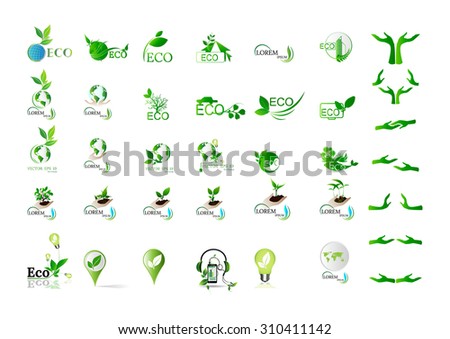 Eco Icons Set - Isolated On white   Background - Vector Illustration, Graphic Design Editable For Your Design