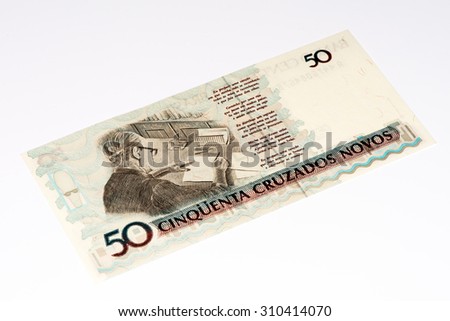 50 Brasilian cruzados novos bank note. Cruados is the former currency of Brasil