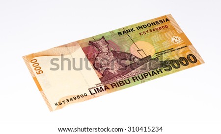 5000 rupiah bank note. Rupiah is the national currency of Indonesia