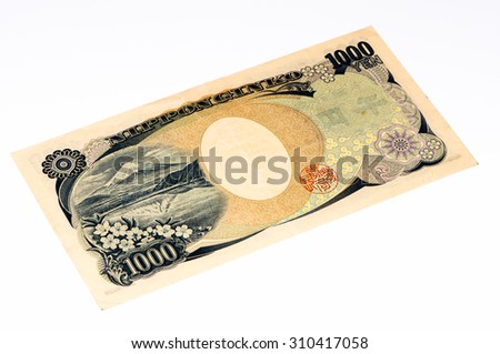 1000 Japanese yens bank note. Japanese yen is the national currency of Japan