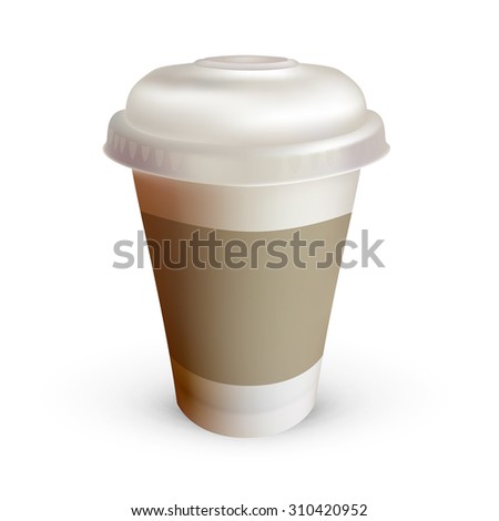 glass, empty plastic coffee, drink, isolated on a white background, with space for advertising, vector