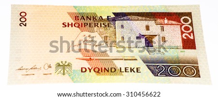 200 Albanian lek bank note. Albanian lek is the national currency of Albania