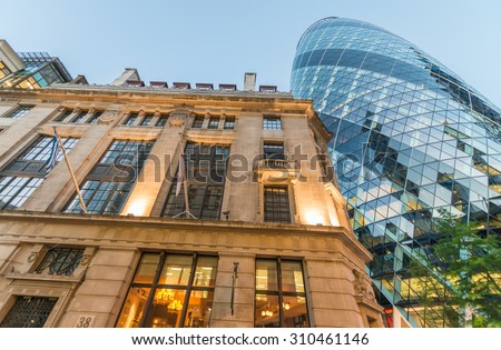 City of London. Modern and old architecture.