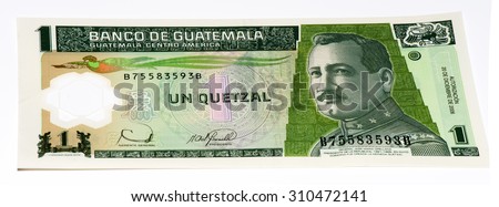 1 Guatemalan quetzal. Quetzal is the national currency of Guatemala