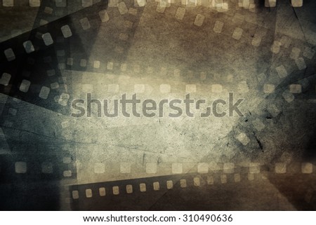 Film negative frames on grunge background