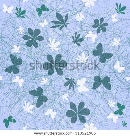 Beads and butterflies seamless background. Vector