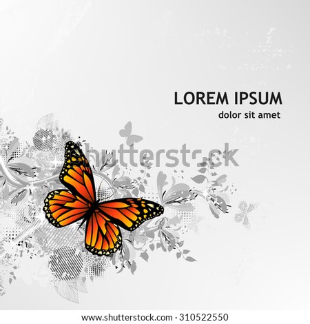 Abstract floral colored with butterflies. Vector