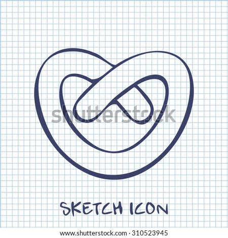 pretzel sketch icon. Food symbol 