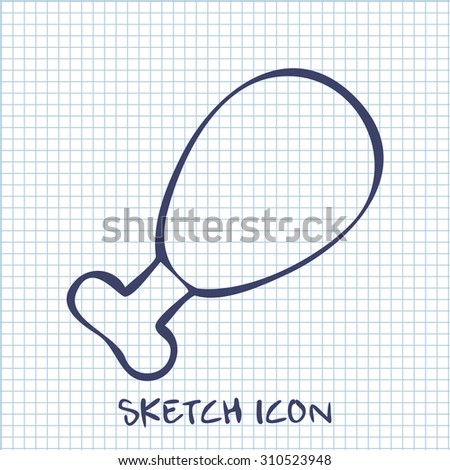 chicken leg sketch icon. Food symbol 