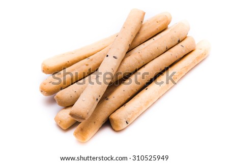 Bread sticks on isolated white background
