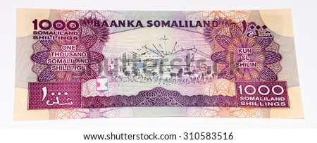 1000 Somali shilings, the national currency of Somalia