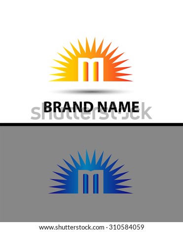 Abstract icons of letter M and Sun Logo
