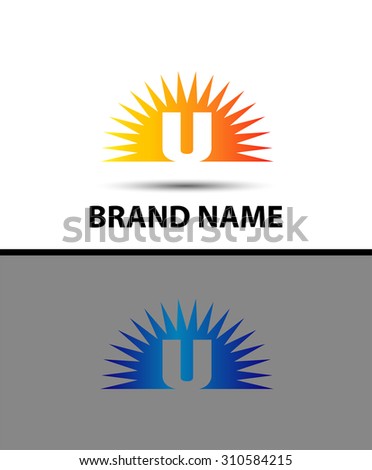 Abstract sunrise icon based on the letter U logo
