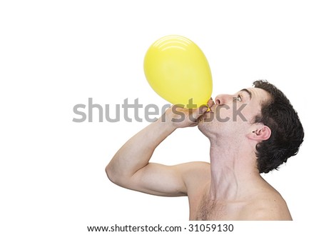 Man is Blowing a balloon