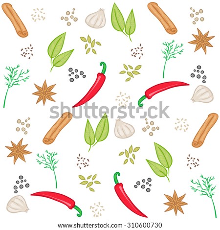 condiments and seasoning hand drawing vector pattern illustration