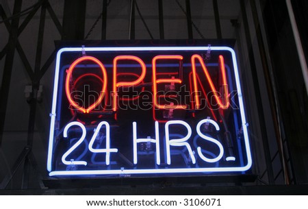 "Open 24 hrs" "Neon Sign"