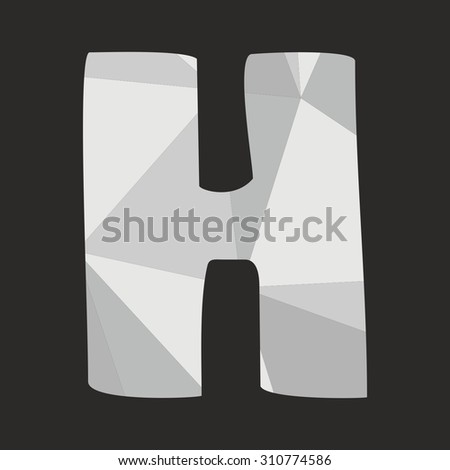 H low poly hand drawn wrapping surface alphabet letter isolated on black background vector illustration