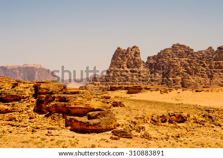 Desert of Wadi Rum, The Valley of the Moon, southern Jordan.