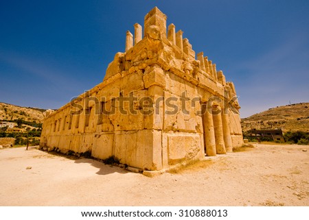 Ruins of the Qasr al Abd, a large ruin in Iraq Al Amir, Jordan.