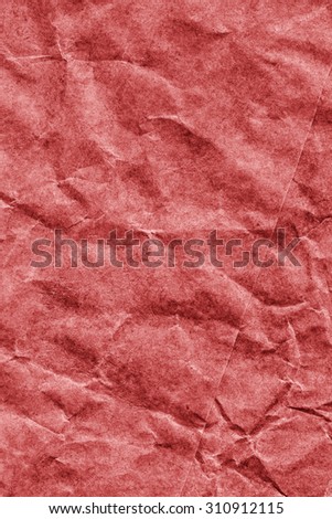 Recycle Kraft Paper, Coarse Grain, Crumpled, Blotted, Mottled, Stained Red, Grunge Texture Sample.