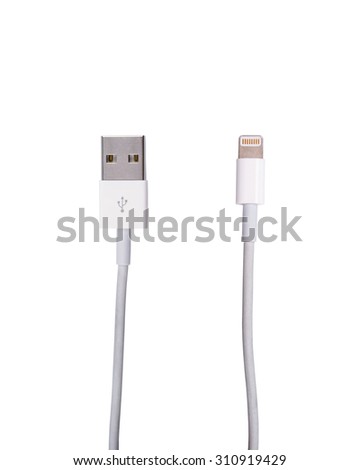 White usb mobile charging cable Royalty-Free Stock Photo #310919429