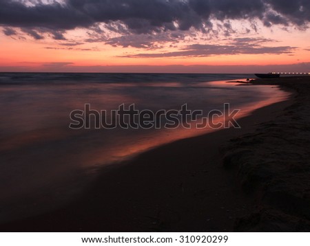 Beautiful sea sunset in summer time 