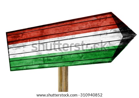 Hungary Flag wooden sign isolated on white