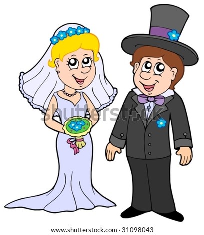 Wedding couple on white background - vector illustration.