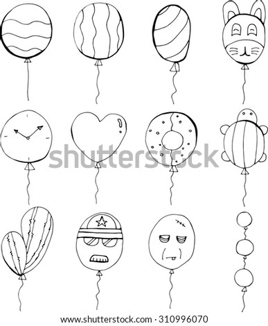 Set of cute cartoon balloons