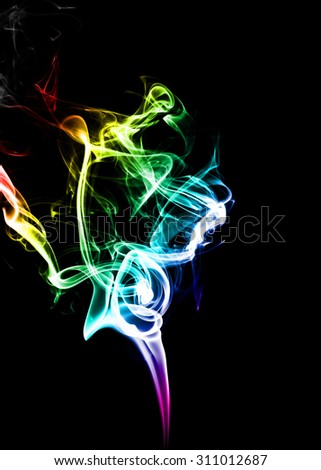 colorful smoke on  black background.