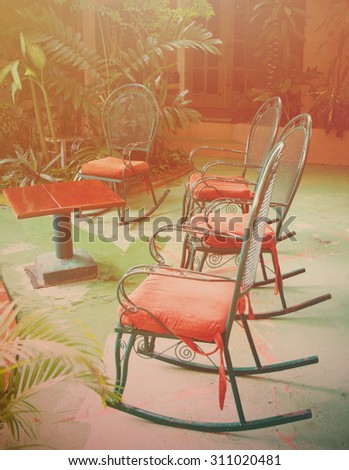 Chairs and table in the recreation area