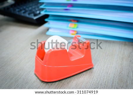 Accessory in business office, Clear adhesive tape on desk