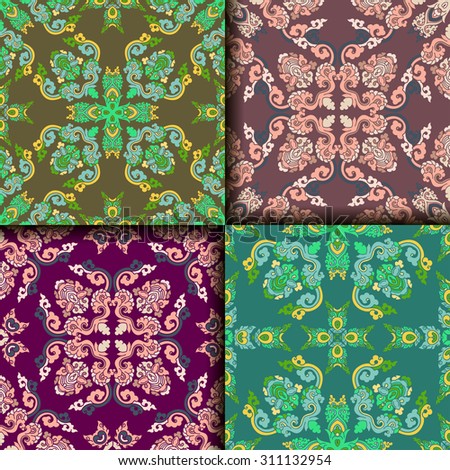 Vector seamless pattern ethnic style background. Vintage decorative texture for wallpapers, backgrounds and page fill. Indian, arabic motive