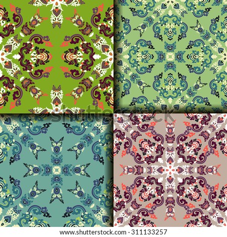 Vector seamless pattern ethnic style background. Vintage decorative texture for wallpapers, backgrounds and page fill. Indian, Arabic motive