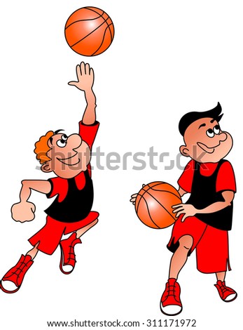 Basketball players, cartoon, vector