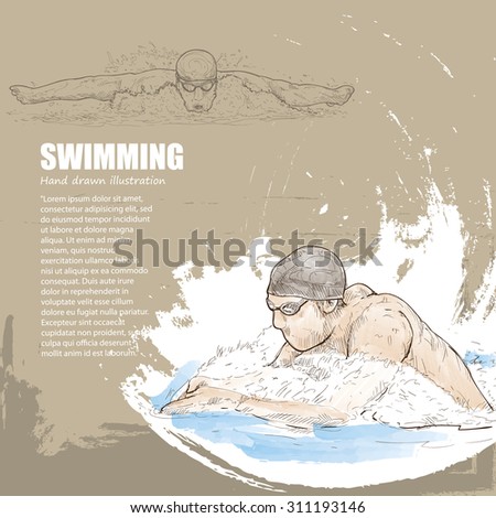 Swimming Background Design. Drawing vector.