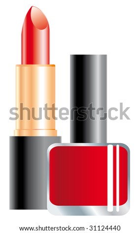 Red nail polish and lipstick
