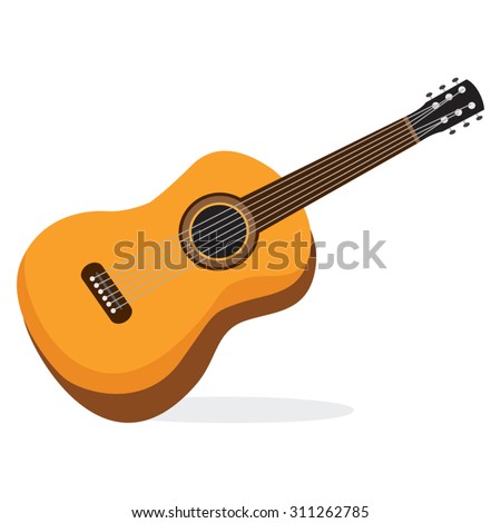 Guitar. Vector illustration of a guitar isolated on white.