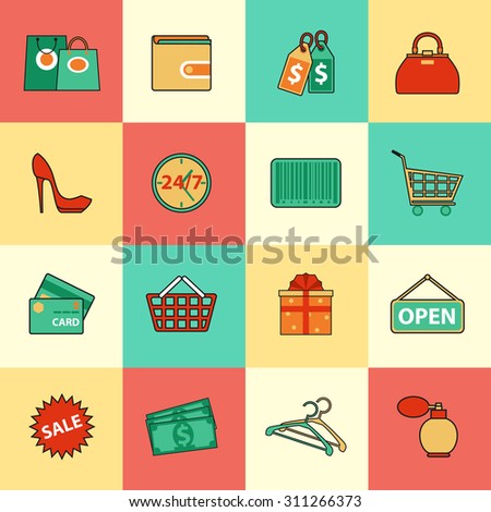 Set of shopping and sale line icons. Vector illustration