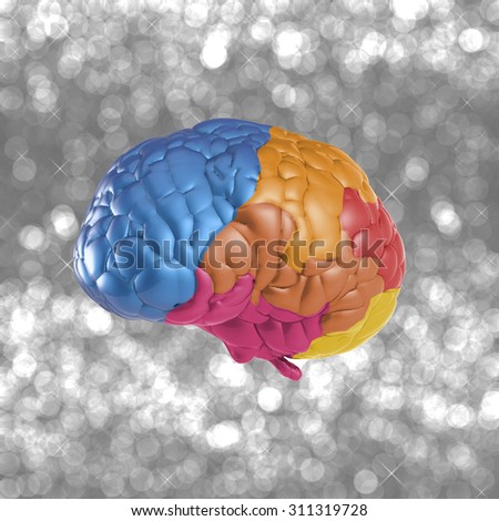 creative concept with 3d rendered colorful brain 