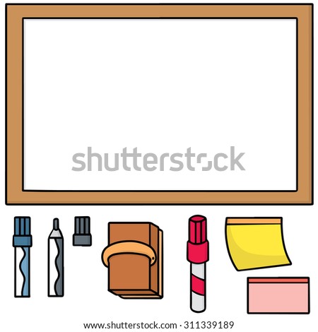 vector set of whiteboard and memo note