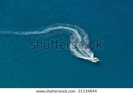 up view of sea water and boat in summer