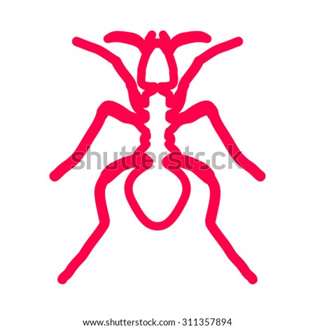 hand-drawn Red silhouette of ant, logo design. vector illustration
