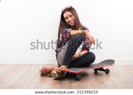 Woman with her skate