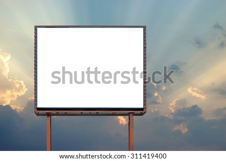 blank billboard for advertisement with beautiful sunbeam background